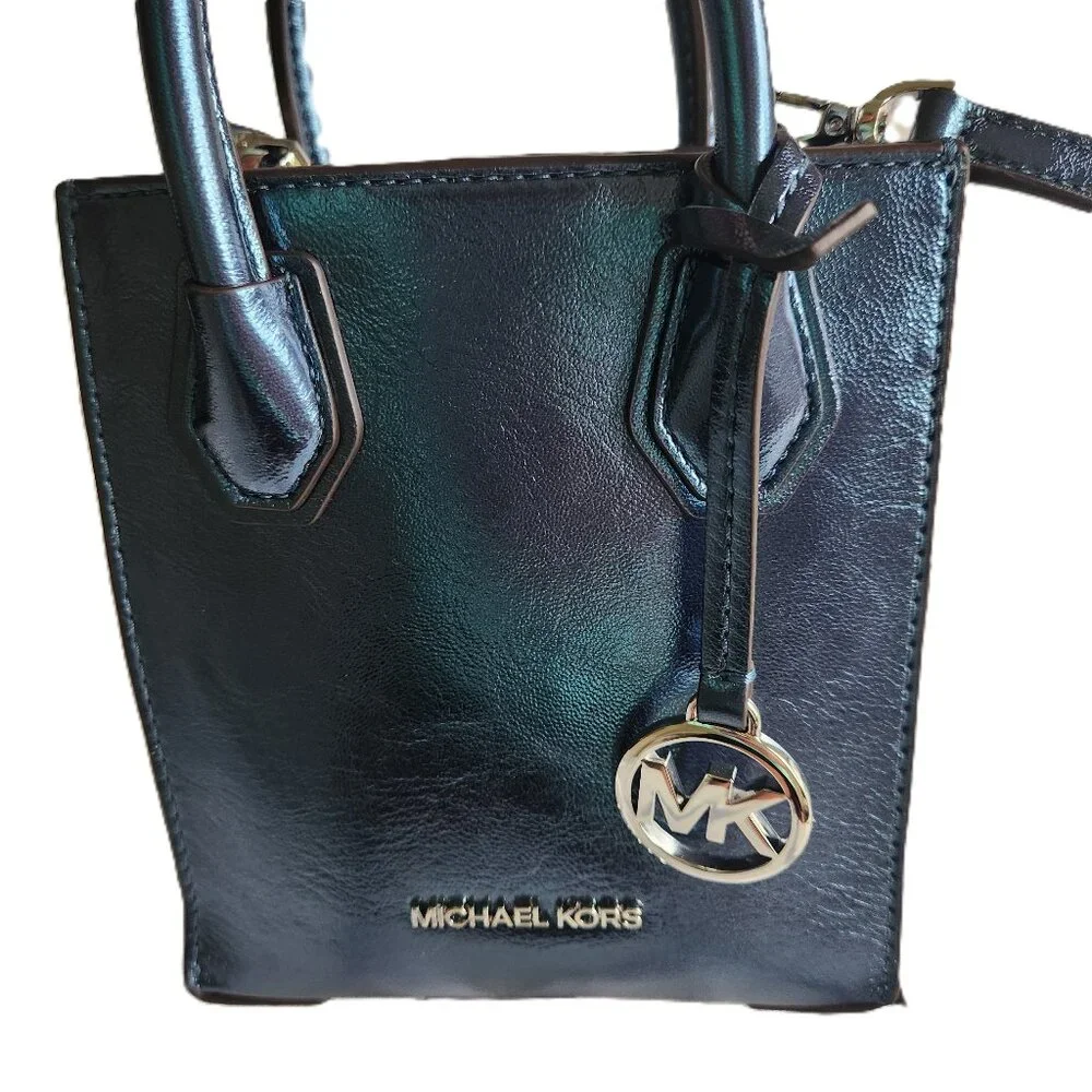 Mercer Extra-Small Patent Crossbody Bag Metallic Teal Blue - Picture 4 of 16